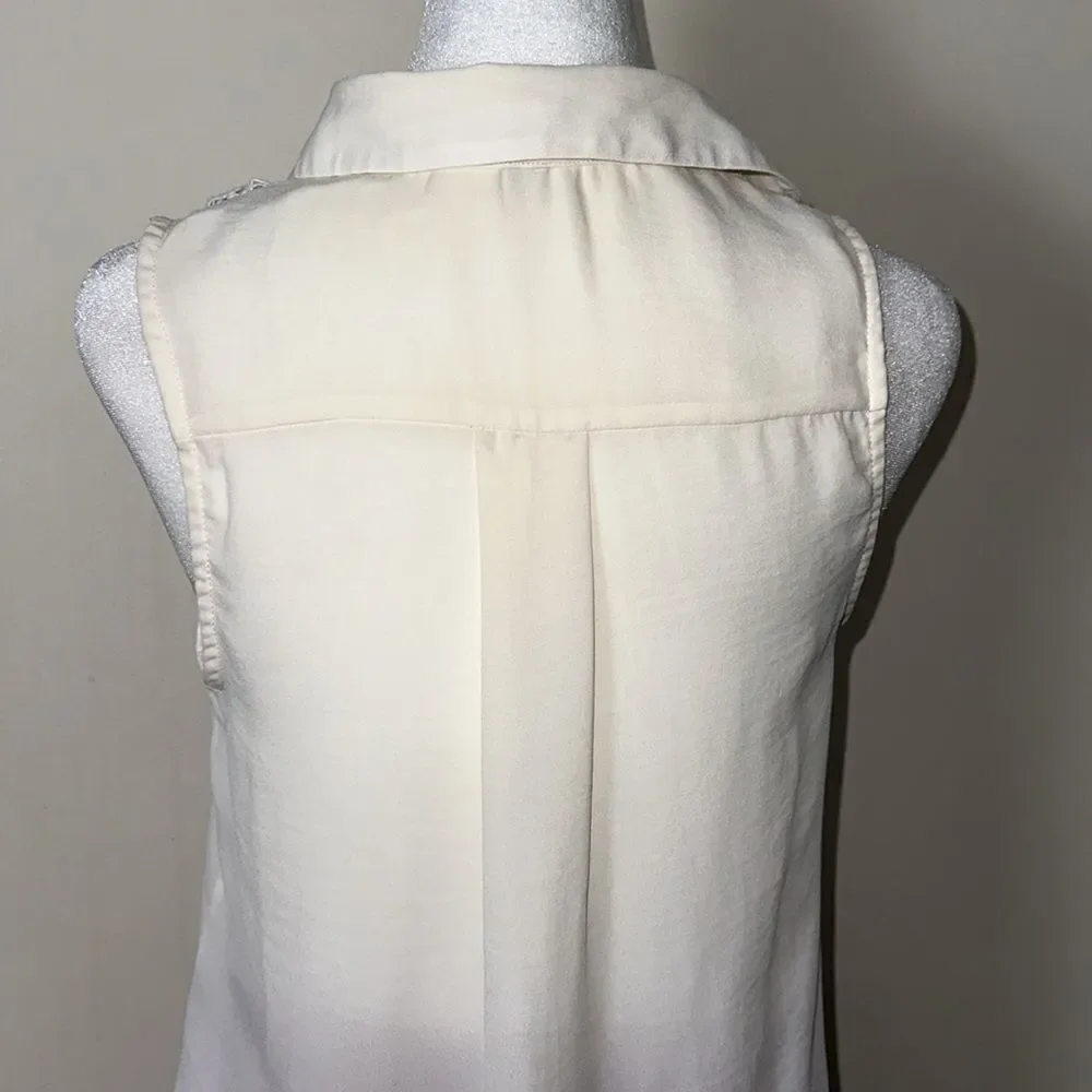 DIVIDED X H&M 2 Ivory White Lace Front Sheer Sleeveless Shell Top